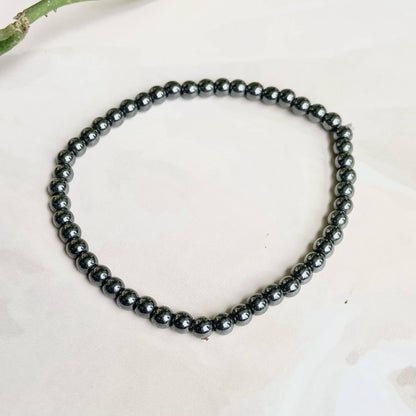 Hematite Bead Bracelet - 4Mm | Protection & Grounding Crystal Stones