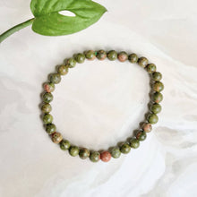 Load image into Gallery viewer, Unakite Bead Bracelet - 6mm | Stone for activating Third Eye Chakra