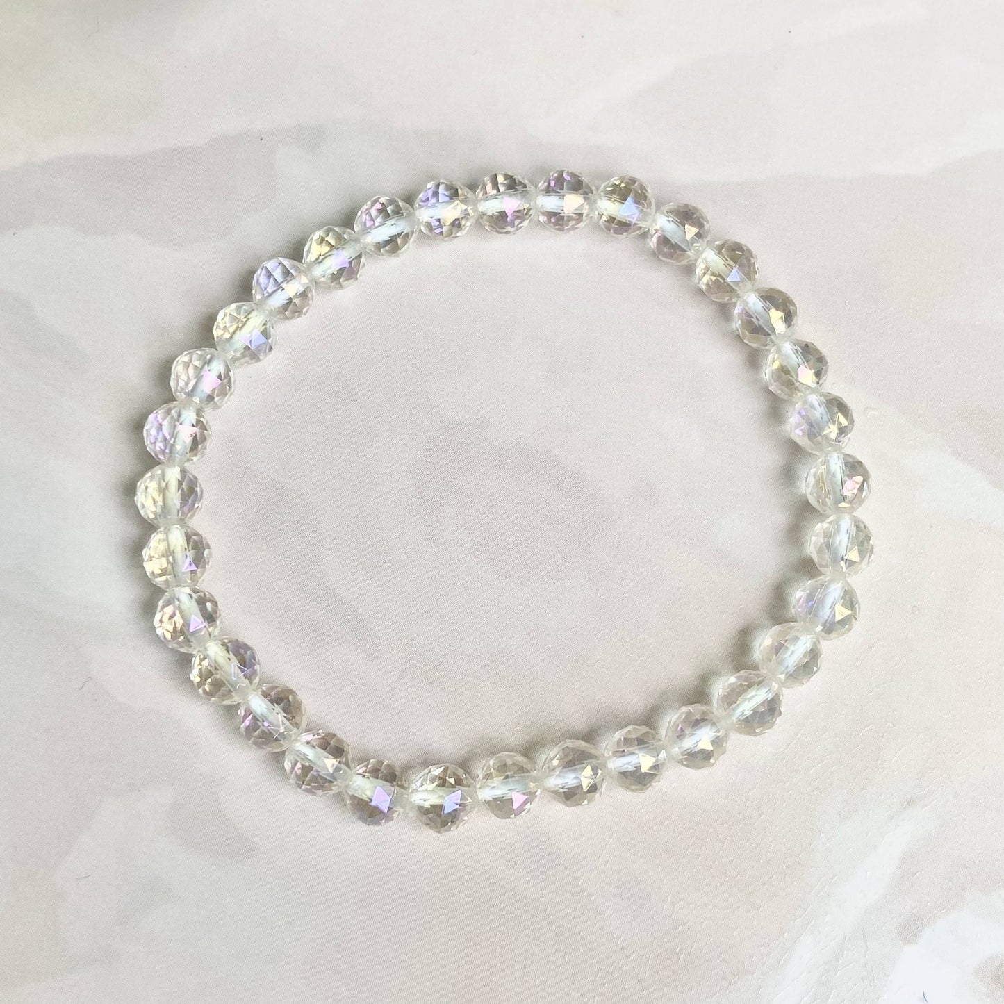 Angel Aura Quartz Multi Facet Bead Bracelet - 6Mm | Peace & Purification Crystal Stones