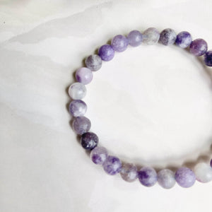 Lepidolite Bead Bracelet - 6mm | Clear Blockages of Heart Chakra & Third eye Chakra
