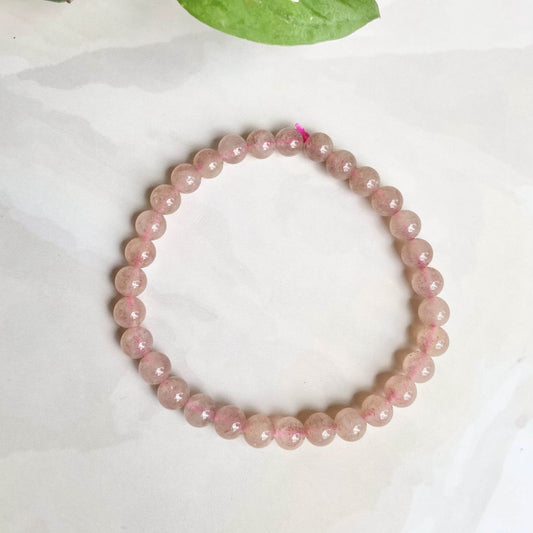 Strawberry Quartz Bead Bracelet - 6Mm | Helps With Feeling Of Stress Depression & Worry Crystal