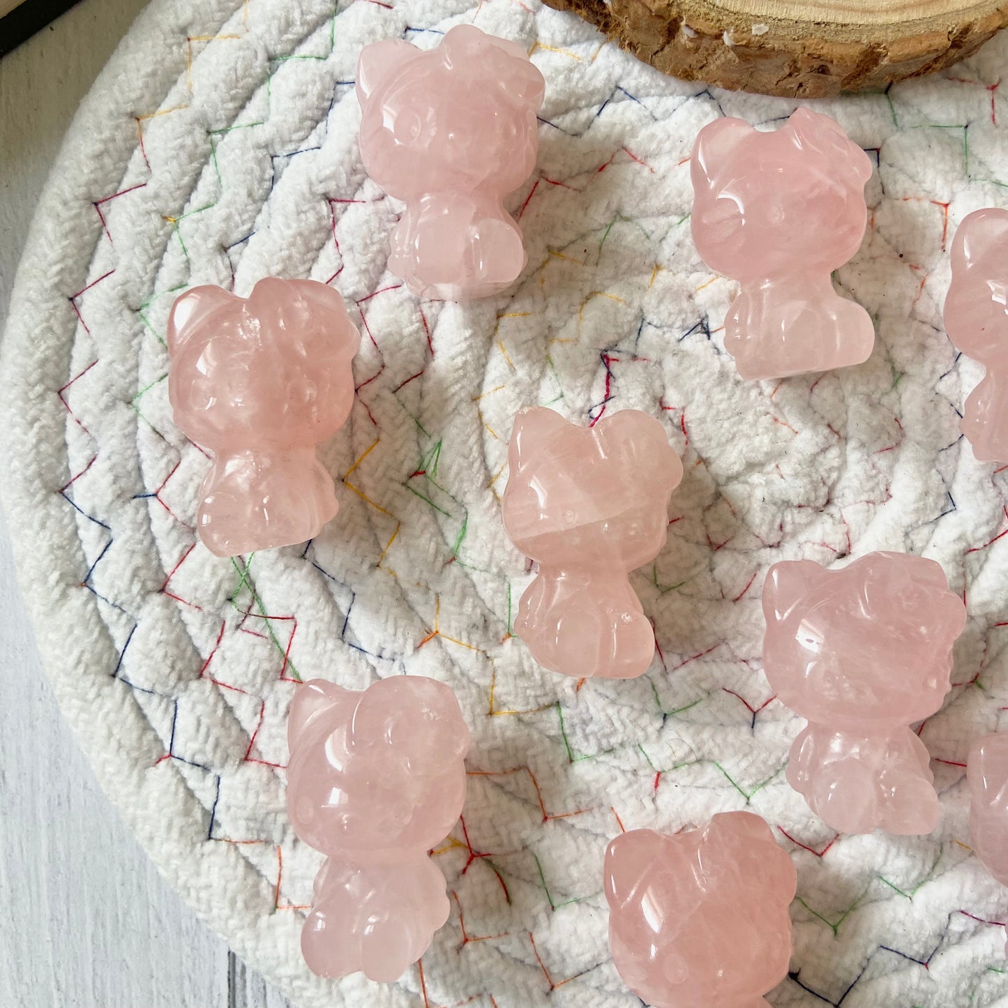 Rose Quartz Hello Kitty Crystal Carving | Stone of Love & Self Love