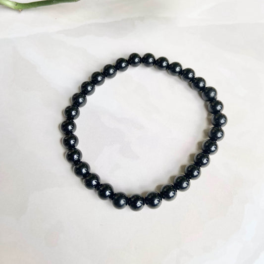 Black Tourmaline Bead Bracelet - 6Mm | Stone Of Protection Crystal & Stones