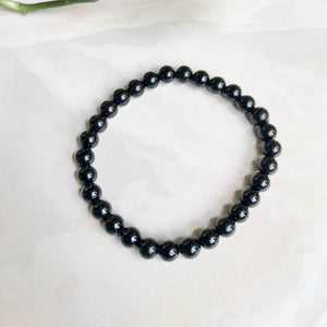 Black Tourmaline Bead Bracelet - 6mm | Stone of Protection