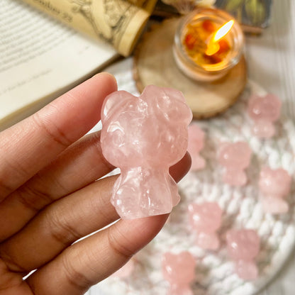 Rose Quartz Hello Kitty Crystal Carving | Stone of Love & Self Love