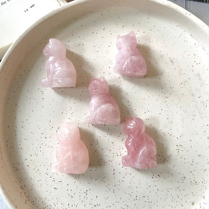 Rose Quartz Cat Crystal Carving | Stone of Love & Self Love