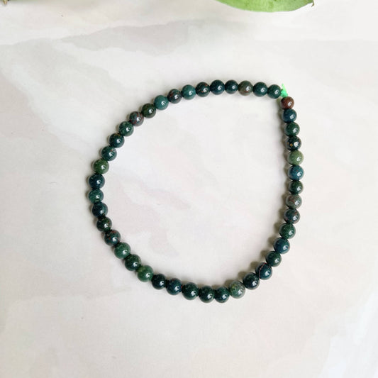 Bloodstone Bead Bracelet - 4Mm | Stone For Getting Rid Of Anxiety & Depression Crystal Stones