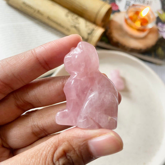 Rose Quartz Cat Crystal Carving | Stone of Love & Self Love