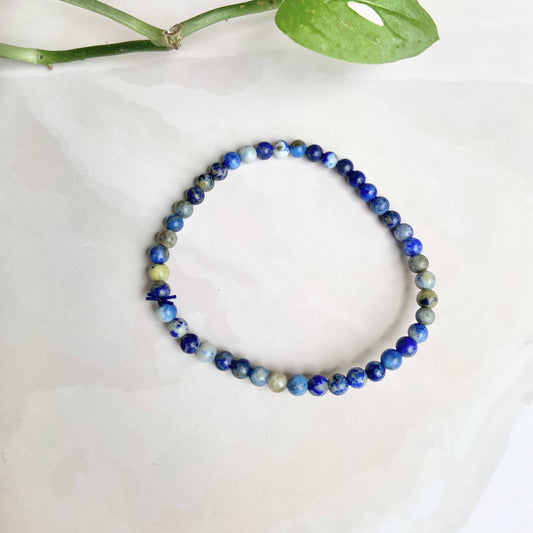 Lapis Lazuli Bead Bracelet - 4Mm | Expression & Communication Crystal Stones