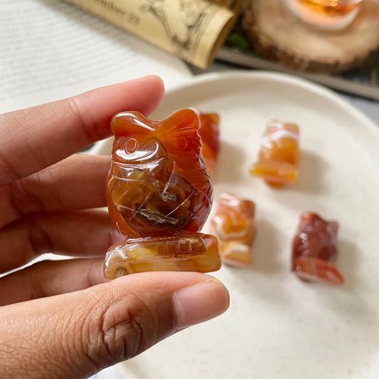 Orange Carnelian Owl Crystal Carving | Opportunities & Courage