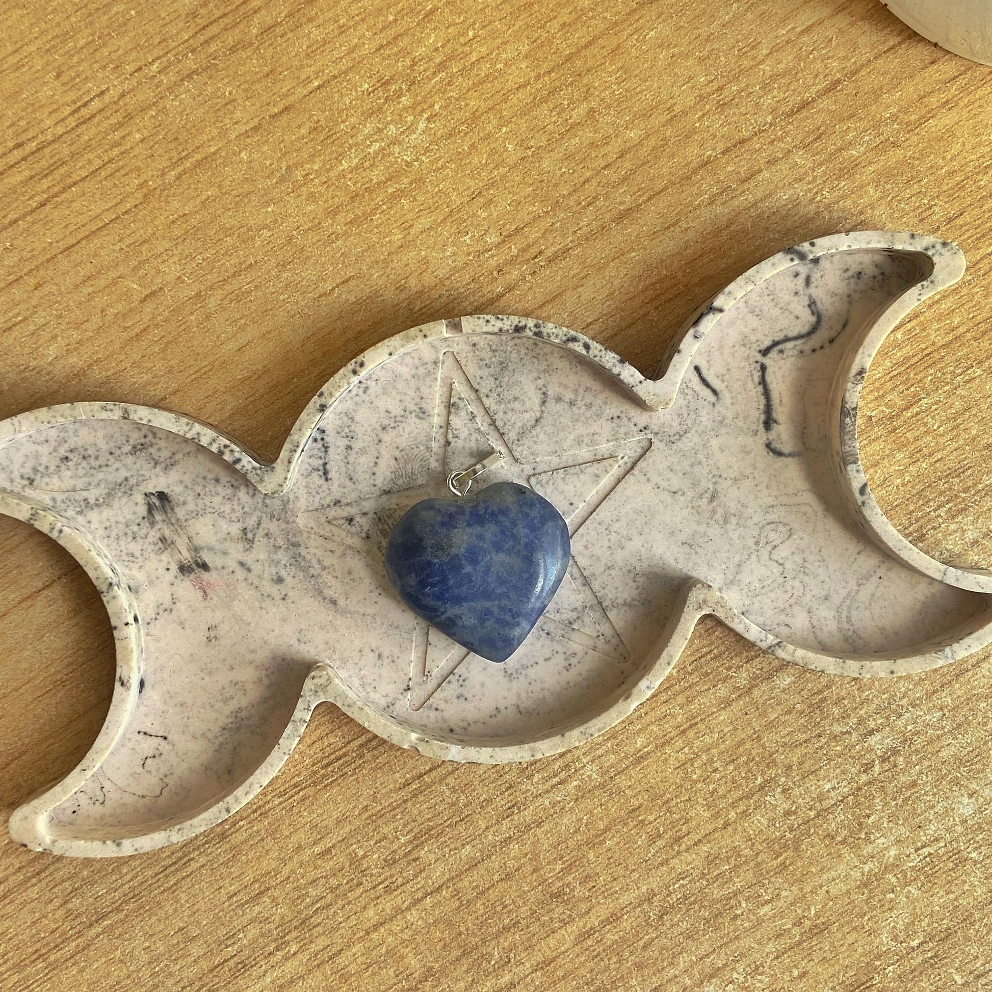 Sodalite Heart Pendant With Black Cord Crystal & Stones