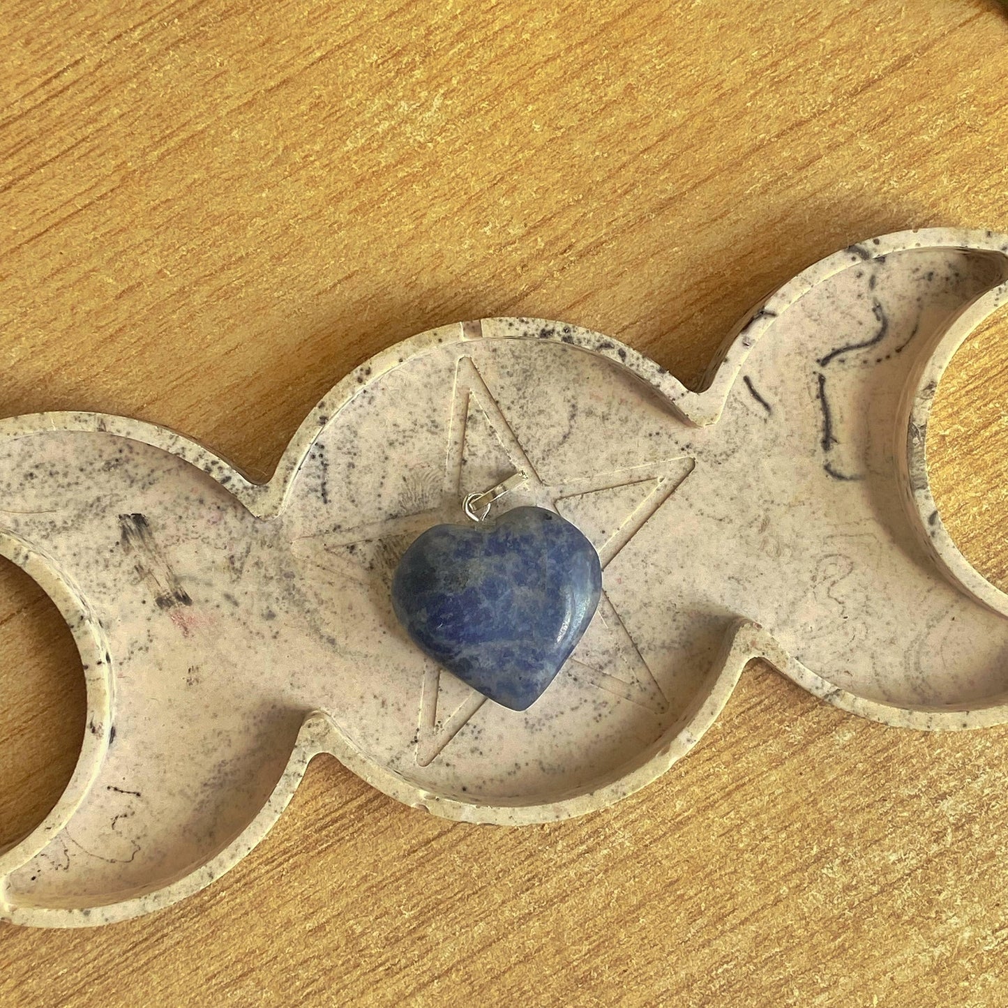 Sodalite Heart Pendant With Black Cord Crystal & Stones