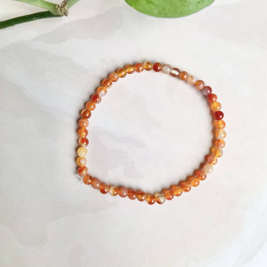 Orange Carnelian Bead Bracelet - 4Mm | Opportunities & Courage Crystal Stones