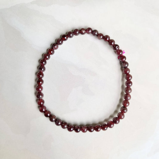 Garnet Bead Bracelet - 4Mm | Root Chakra Inspire Love & Strengthen Survival Instincts Crystals