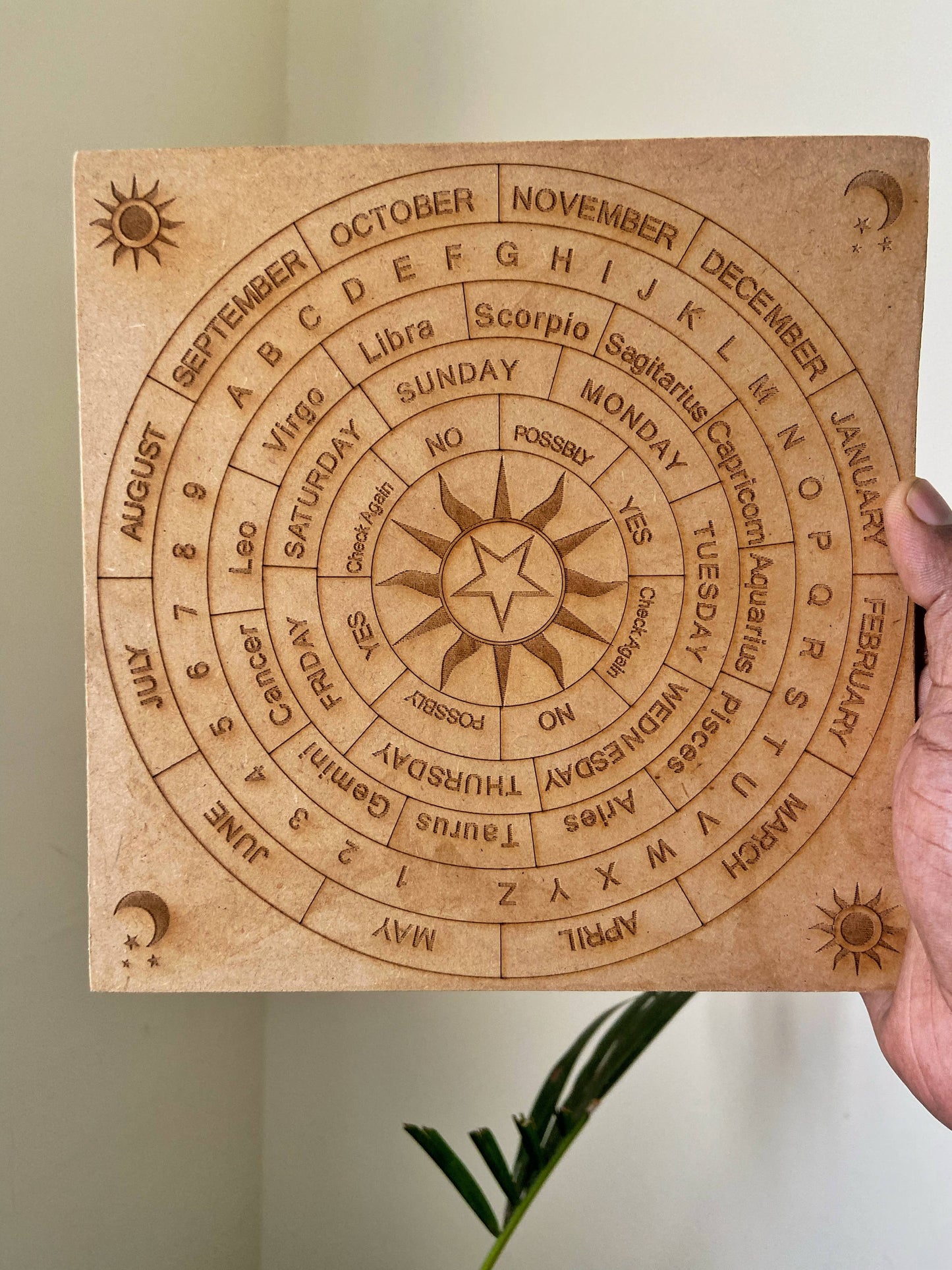 Altar Tile | Pendulum Tool Carved With Month Week Zodiac Altarware