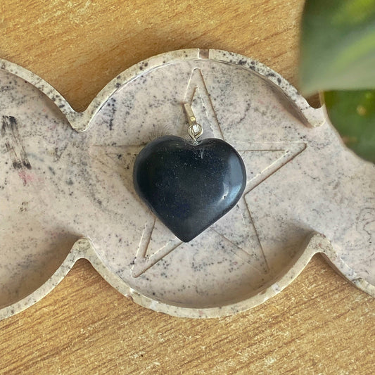 Black Obsidian Heart Pendant With Cord Crystal & Stones