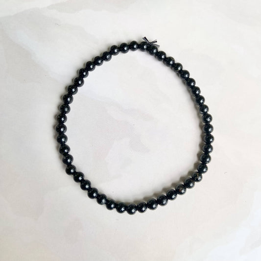 Black Tourmaline Bead Bracelet - 4Mm | Stone Of Protection Crystal & Stones