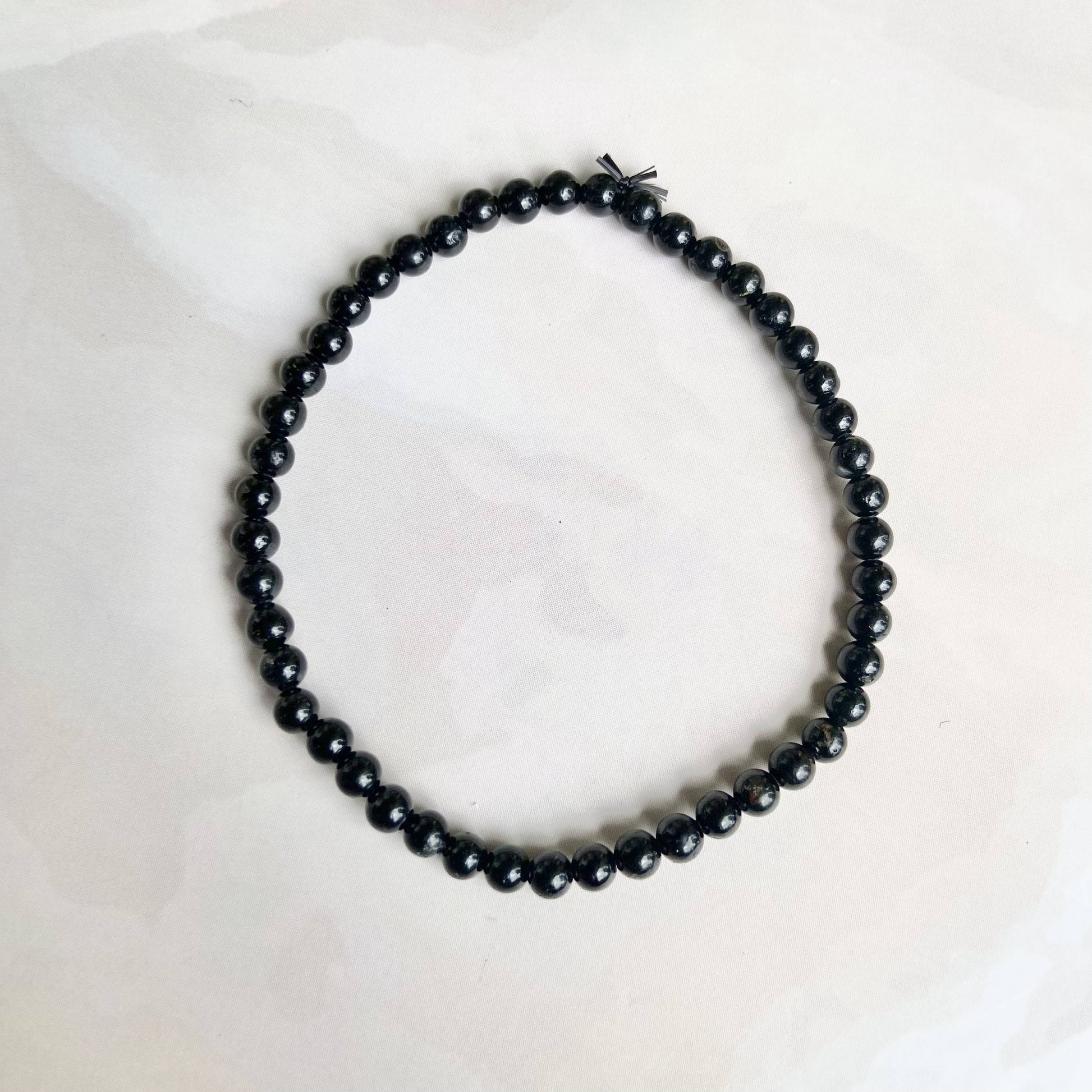 Black Tourmaline Bead Bracelet - 4Mm | Stone Of Protection Crystal & Stones