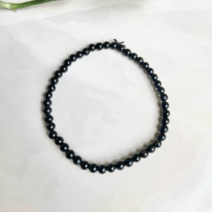 Black Tourmaline Bead Bracelet - 4Mm | Stone Of Protection Crystal & Stones