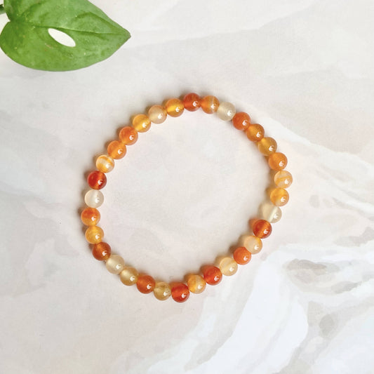 Orange Carnelian Bead Bracelet - 6Mm | Opportunities & Courage Crystal Stones