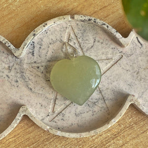 Green Aventurine Heart Pendant with Black Cord