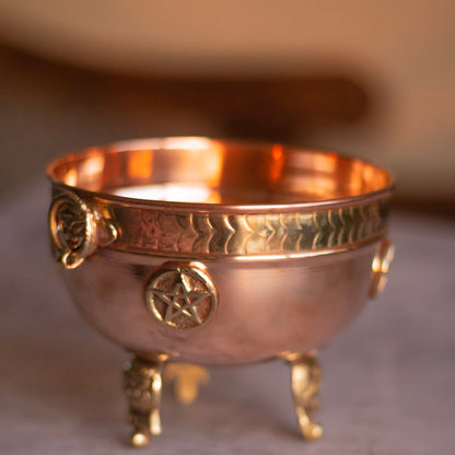 Pentacle Carved Copper Offering Bowl Altarware | Altar