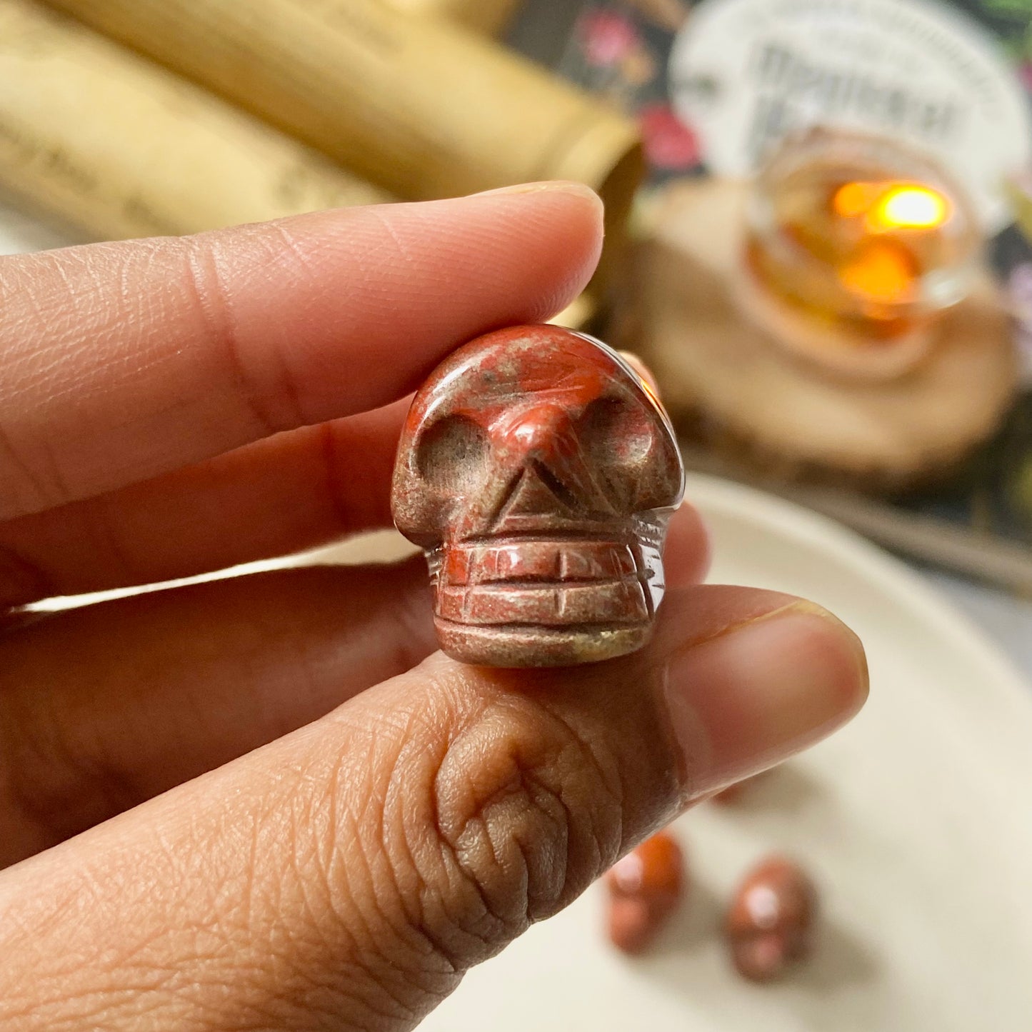 Red Jasper mini Skull Carving | Healing & Grounding