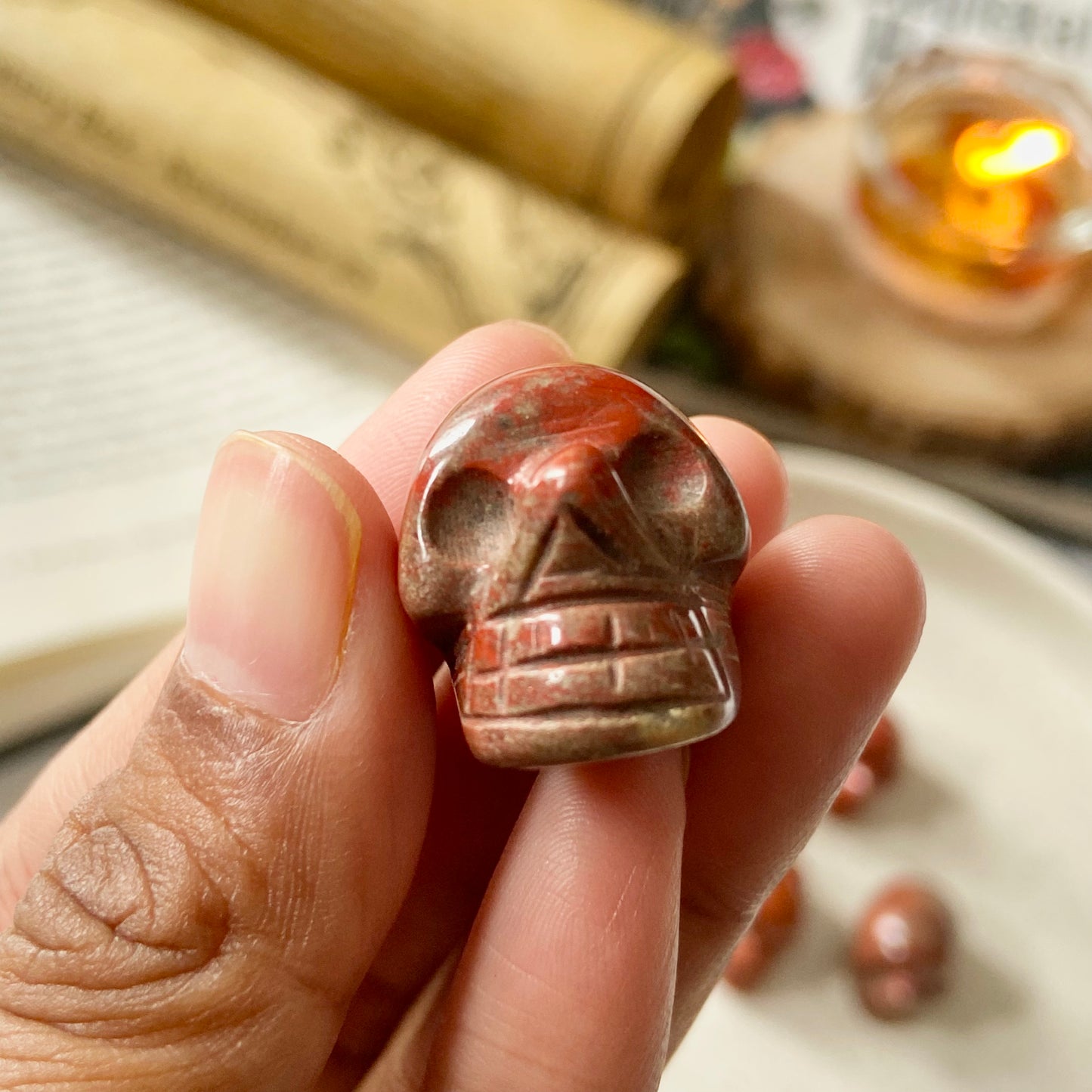 Red Jasper mini Skull Carving | Healing & Grounding