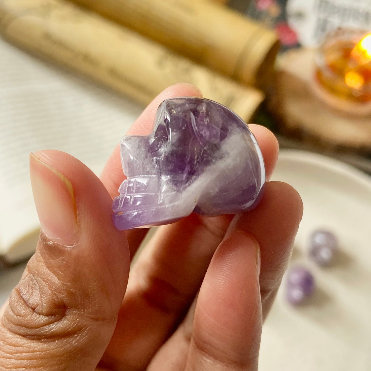 Amethyst Skull Crystal Carving | Helps activating Third Eye & Psychic abilities