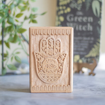 Hamsa Carved Wooden Box Altarware | Altar