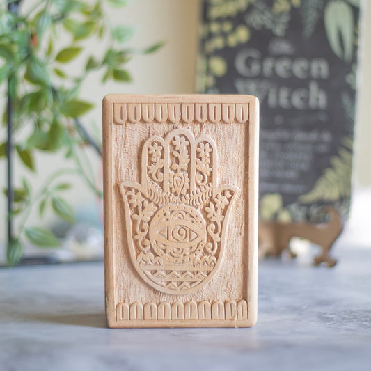 Hamsa Carved Wooden Box Altarware | Altar