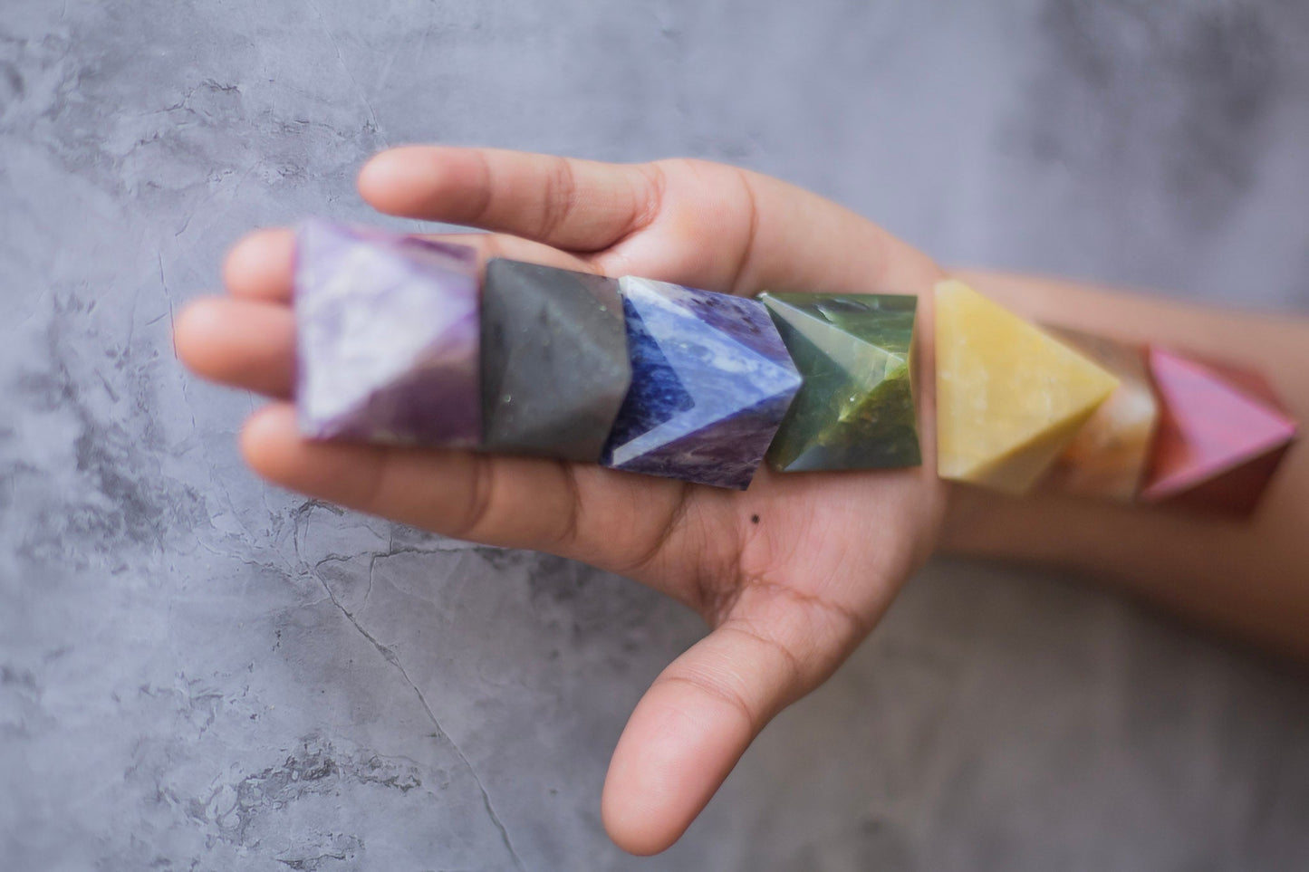 Seven Chakra Pyramid | Set Of 7 Crystal & Stones