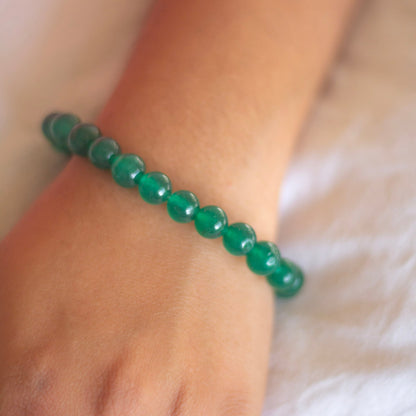 Green Jade Bead Bracelet Crystal & Stones