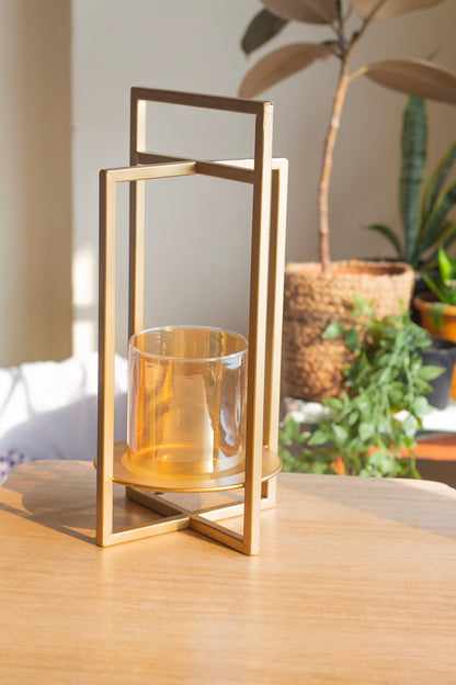 Candle Holder with Tinted Glass Cover