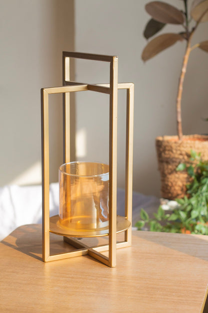 Candle Holder with Tinted Glass Cover