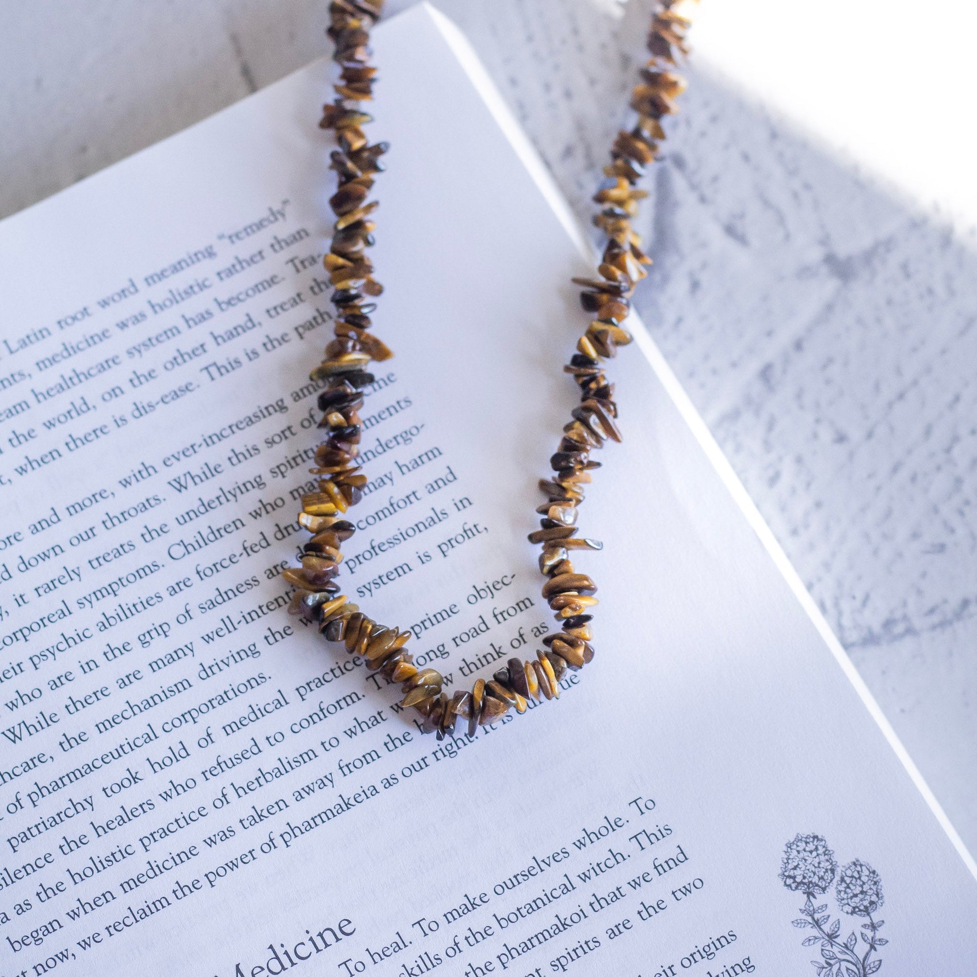 Tigers Eye Chips Necklace Crystal & Stones