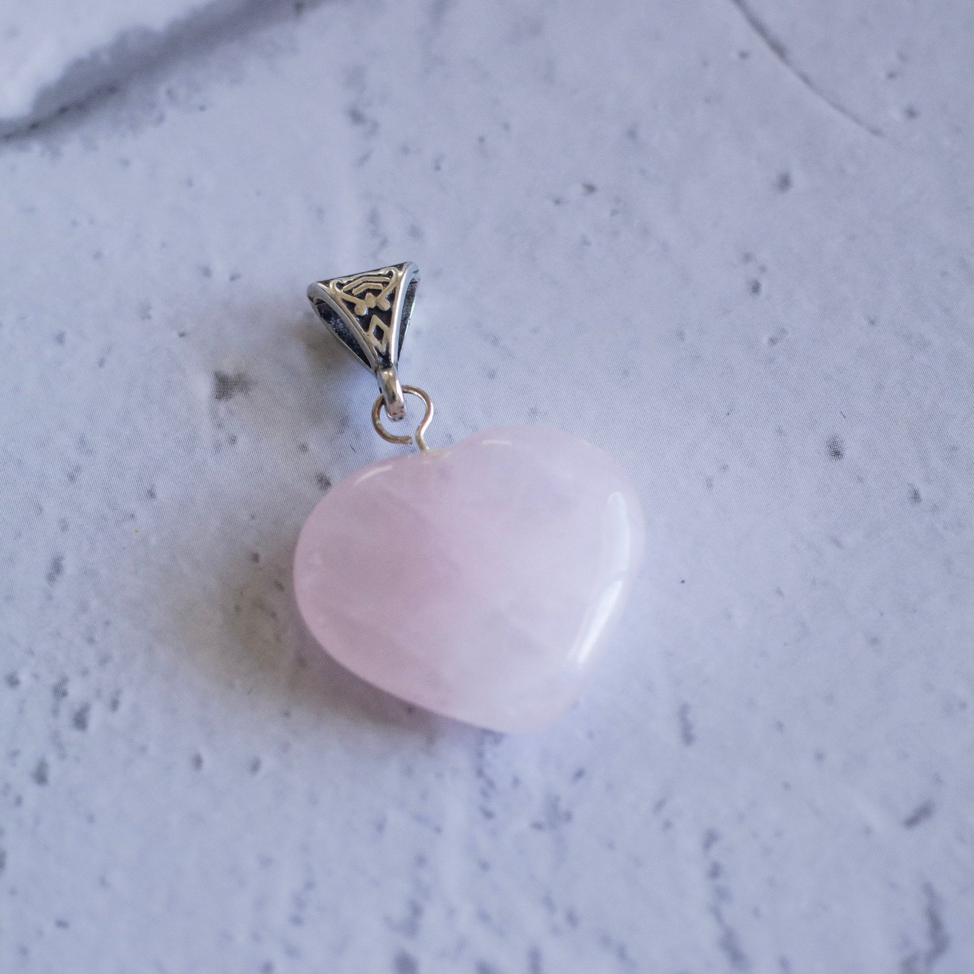 Rose Quartz Heart Pendant With Black Cord Crystal Jewellery