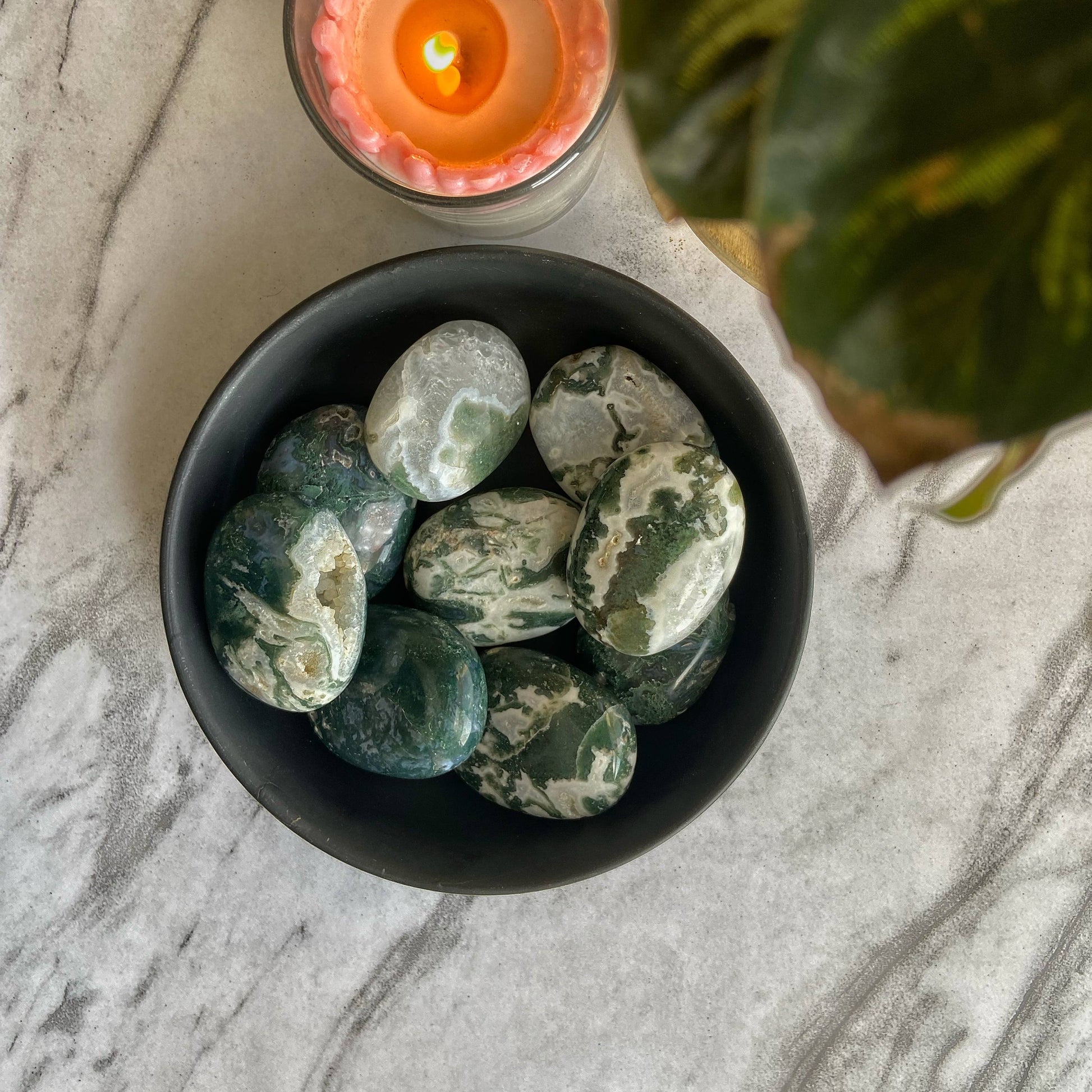 Moss Agate Palm Stone | Promotes Wealth And Business Growth Crystal & Stones