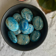 Load image into Gallery viewer, Blue Apatite Palm Stone | Motivational, Promotes focus &amp; Ambitiousness