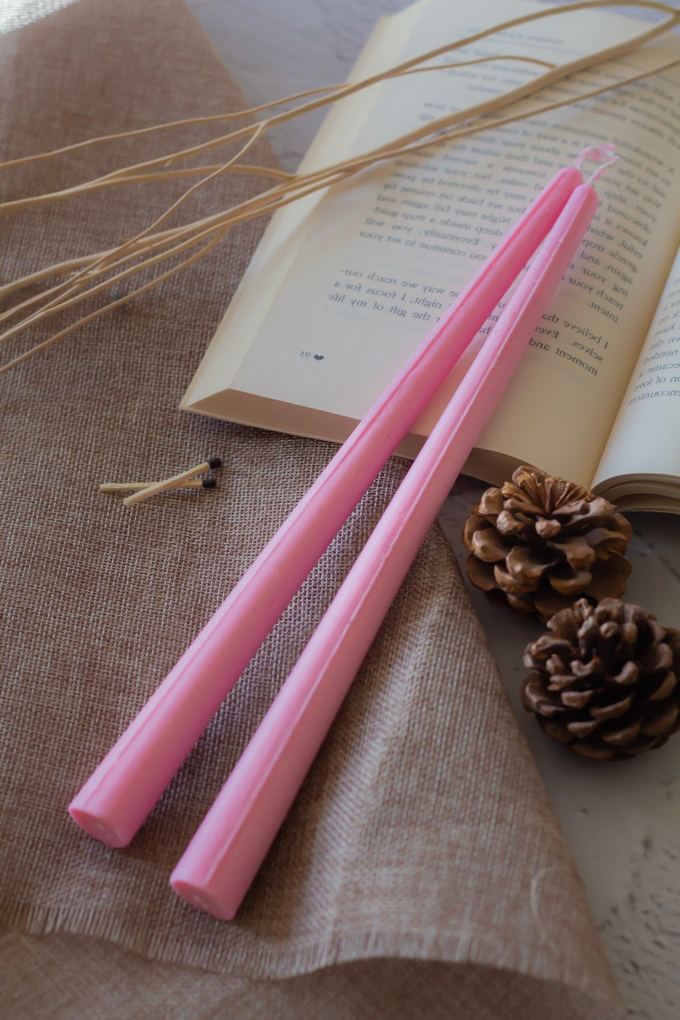 Extra Long Pink Taper - Set Of 2 | Soy Wax Candles