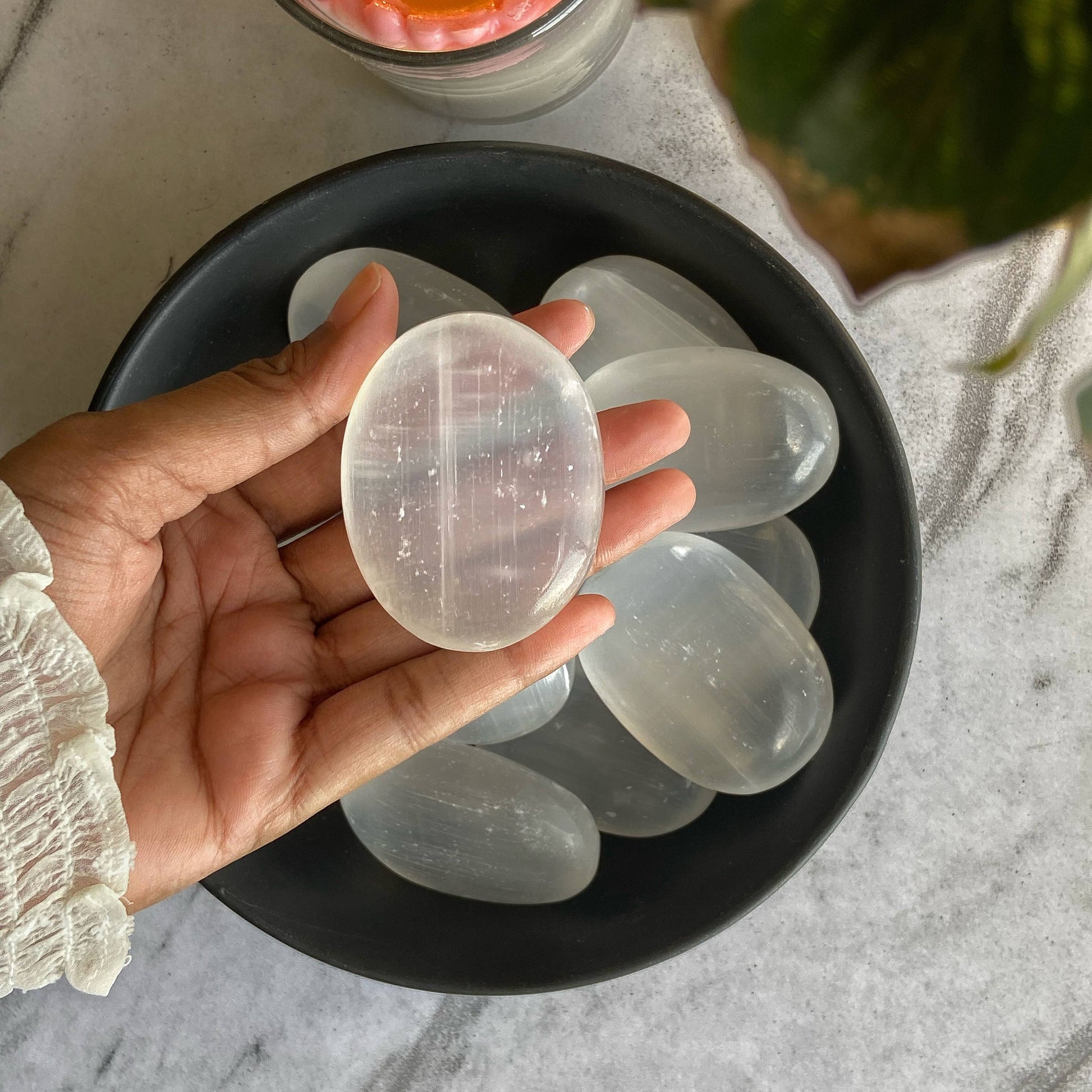 Selenite Palm Stone | Cleansing & Purification Crown Chakra Crystal Stones