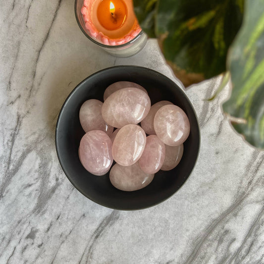 Rose Quartz Palm Stone | Self Love & Confidence Crystal Stones