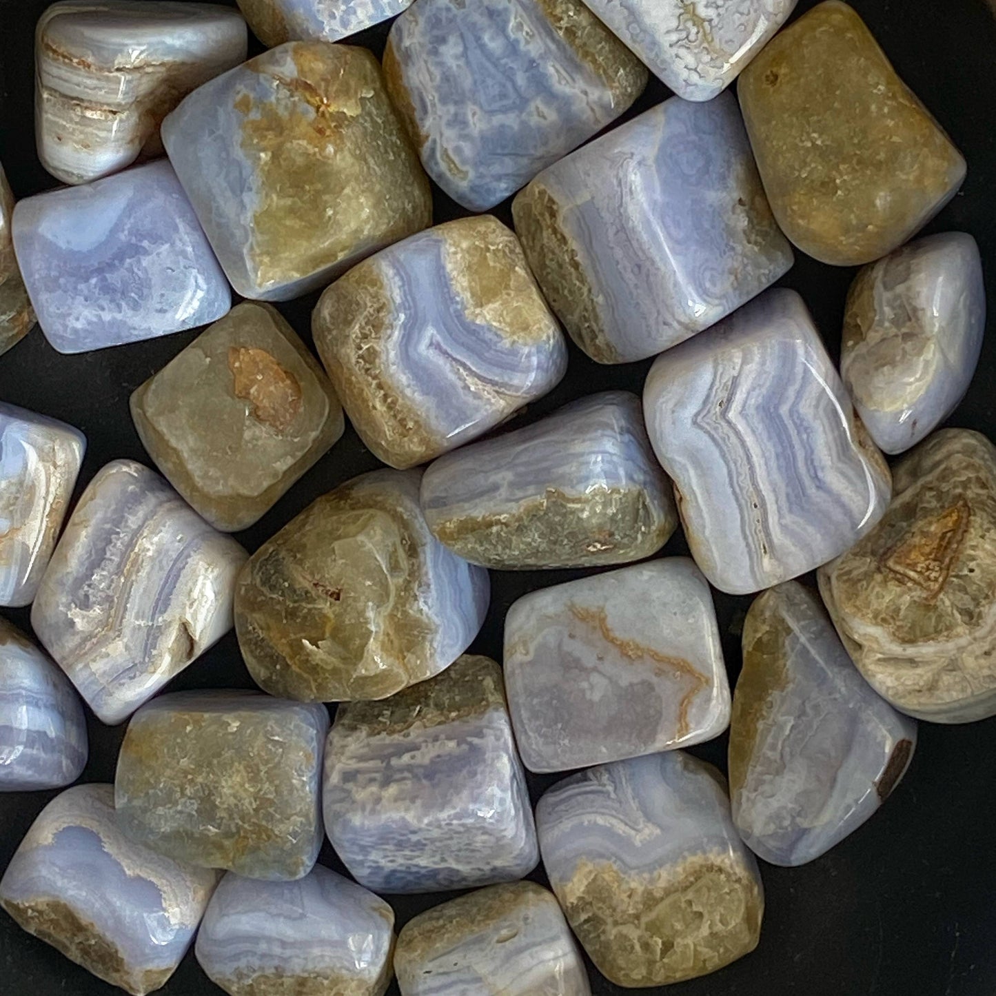 Blue Lace Agate Tumble Stone | Neutralise Anger Crystal & Stones