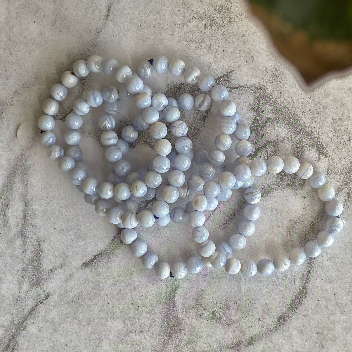 Blue Lace Agate Bead Bracelet - A Grade | Neutralise Anger Crystal & Stones