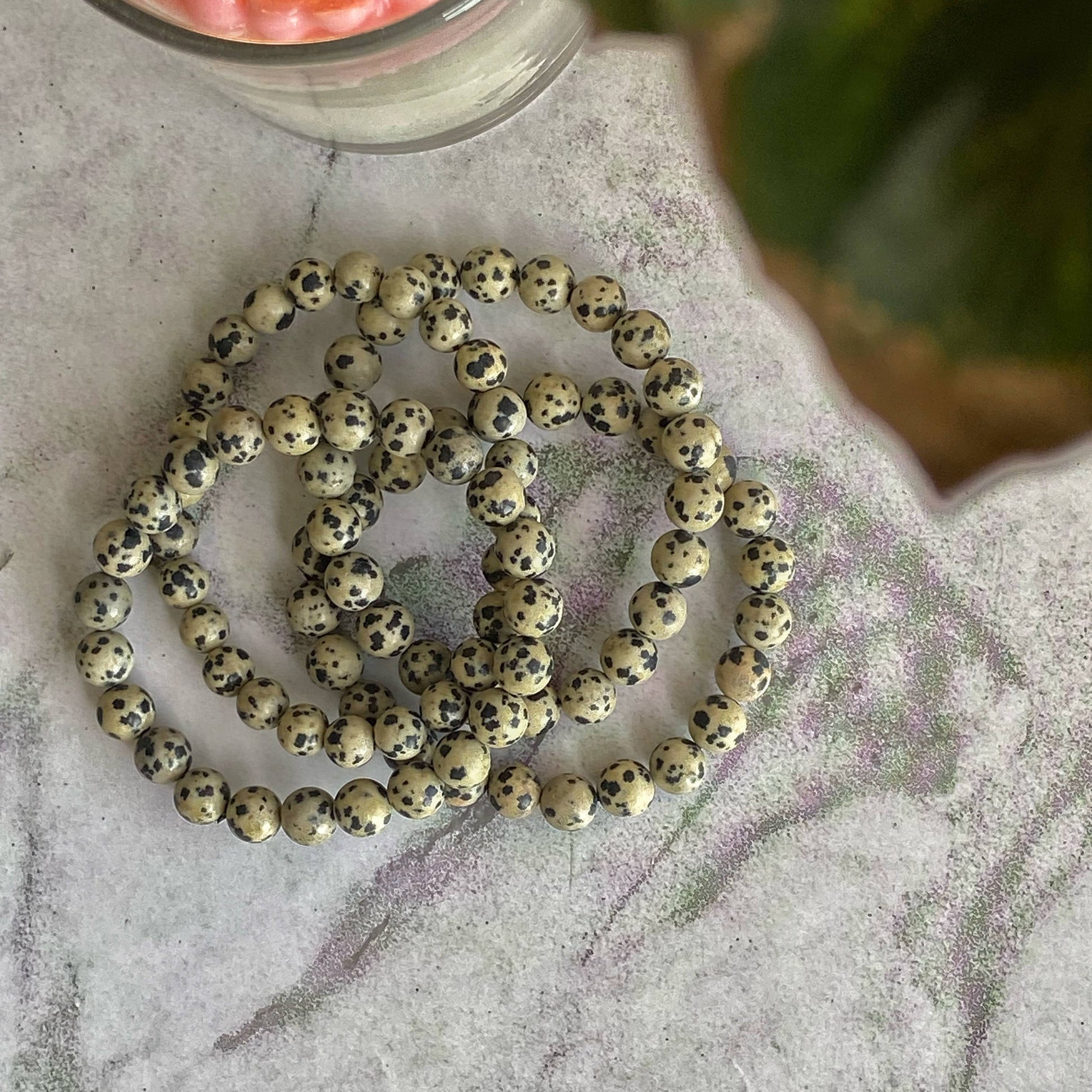 Dalmatian Jasper Bead Bracelet | Promotes Joy & Release Negativit Crystal Stones