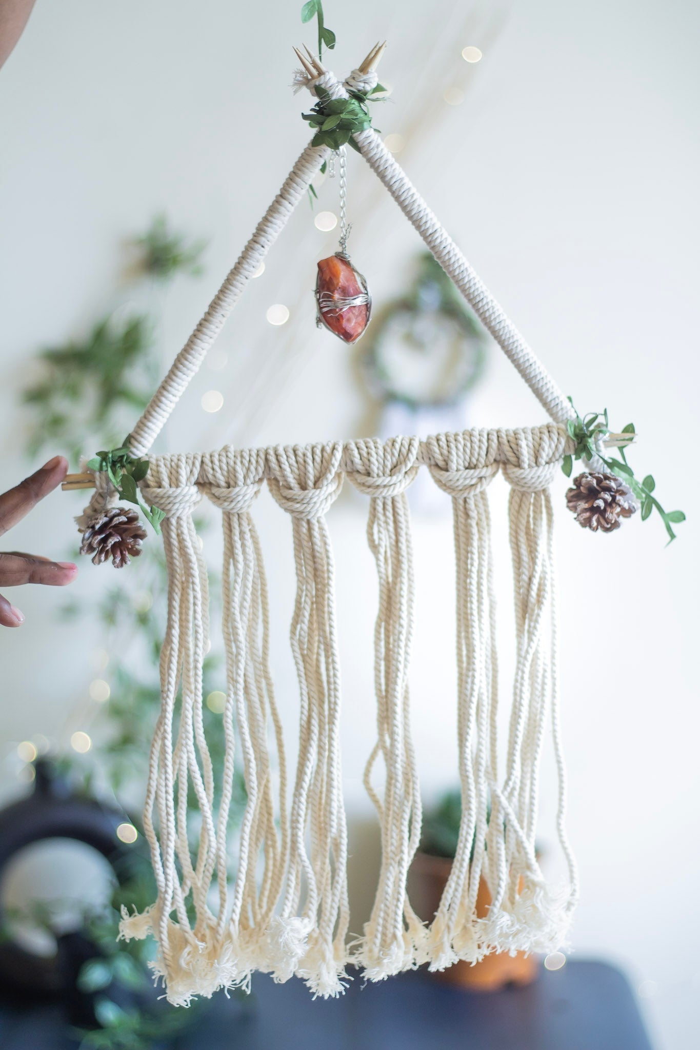 Unique Wall Hanging with Raw Orange Carnelian