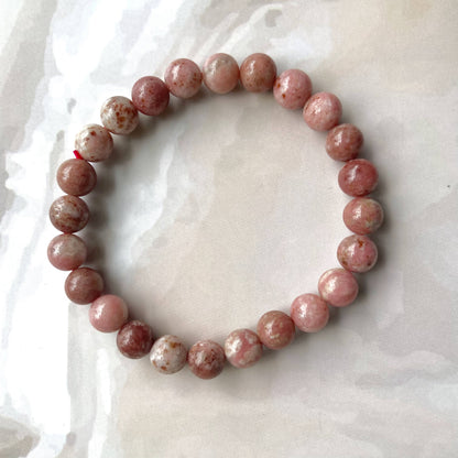 Thulite Bead Bracelet - 8Mm | Self-Love & Acceptance Crystal Stones