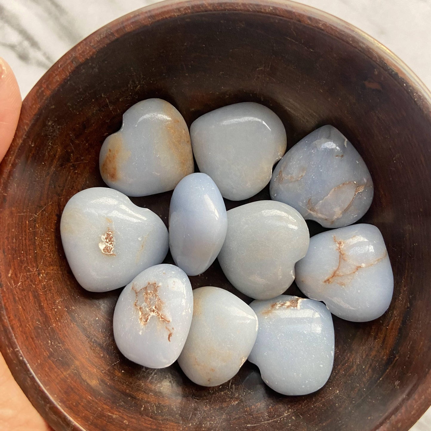 Angelite Mini Hearts | Stone To Connect With Spirit Guides Crystal & Stones
