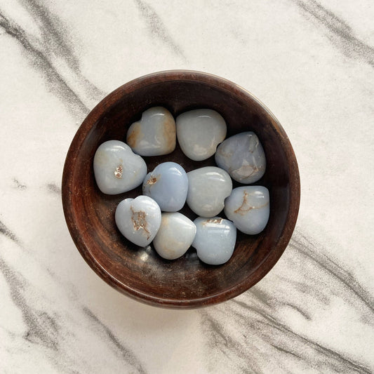 Angelite Mini Hearts | Stone To Connect With Spirit Guides Crystal & Stones