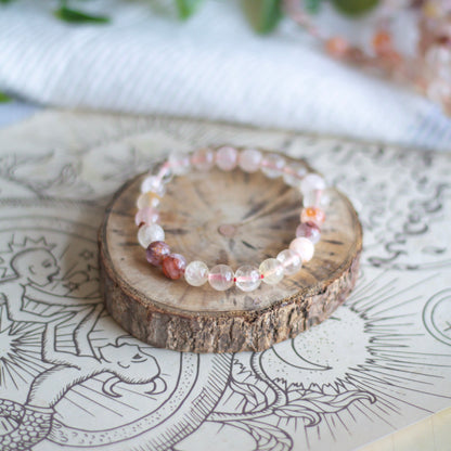 Fire Quartz Bead Bracelet | Self Worth & Esteem Crystal Stones